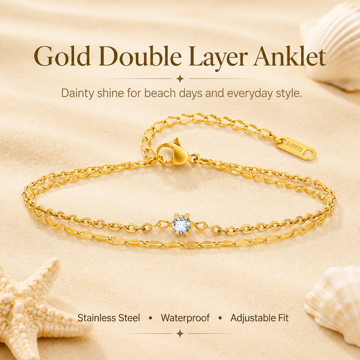 여성을 위한 방수 기능이 있는 레이어드 발찌, 길이 조 - Jc Jewelry & Watches Photos 리뷰 및 가격