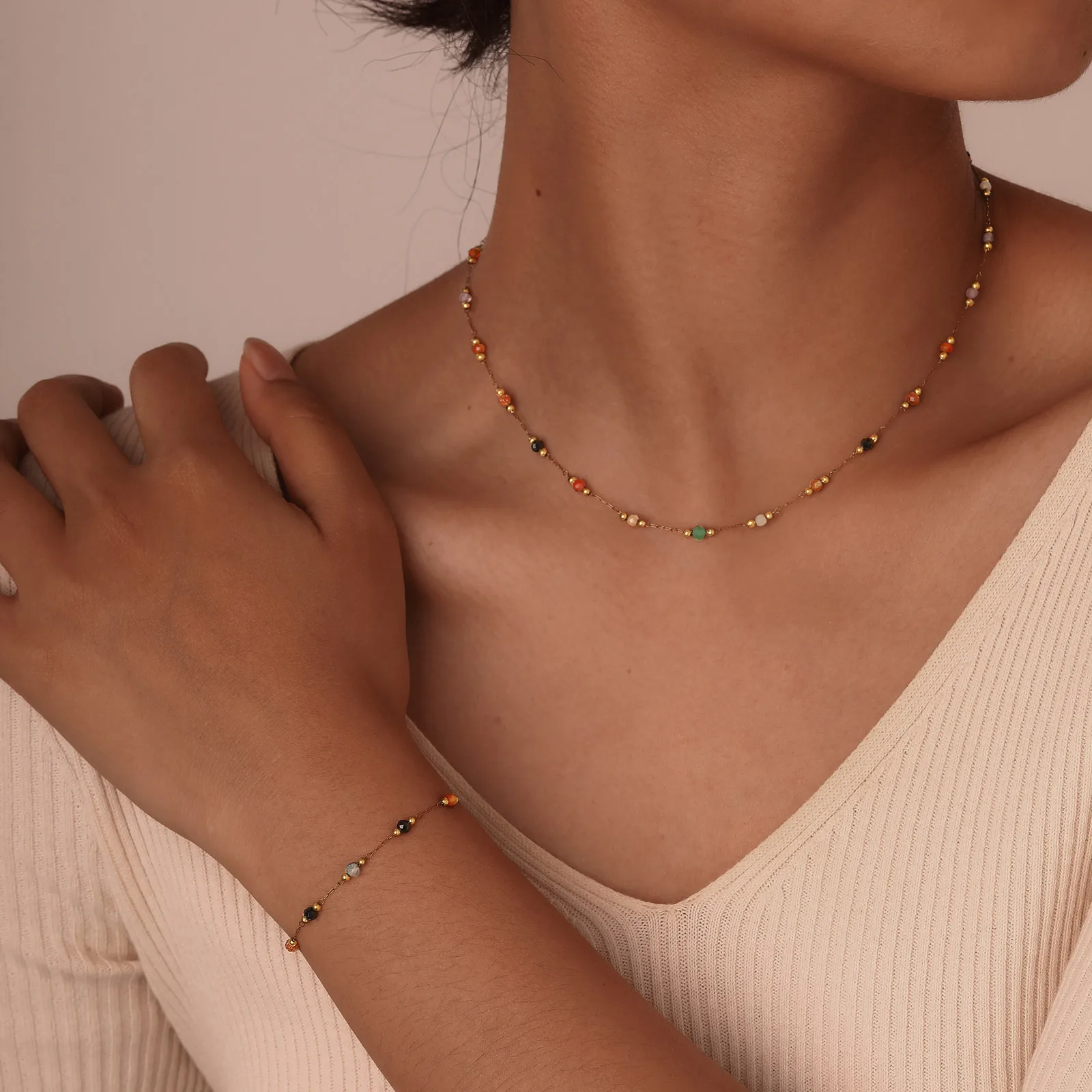 자연석 비즈 체인 발찌, 여성용, 스테인리스 스틸 소재 - Jc Jewelry & Watches Photos 리뷰 및 가격