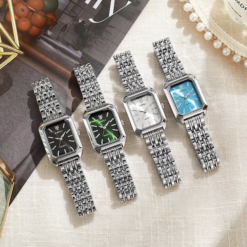 여성용 레트로 스타일의 사각형 메탈 밴드 시계, 랜덤  - Jewelry For Watches 리뷰 및 가격